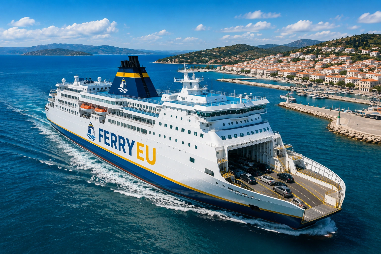 Fährhafen an der europäischen Küste