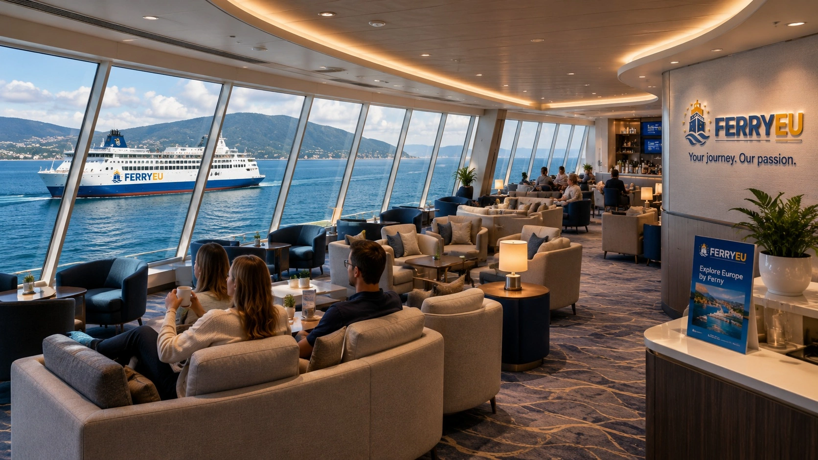 Panorama-Lounge auf einer Passagierfähre
