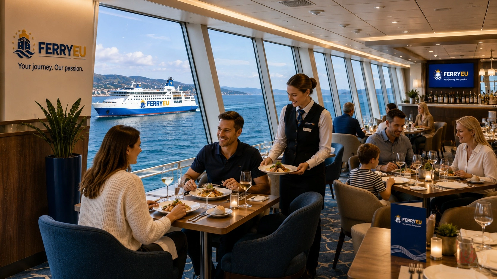 Fährrestaurant mit Meerblick