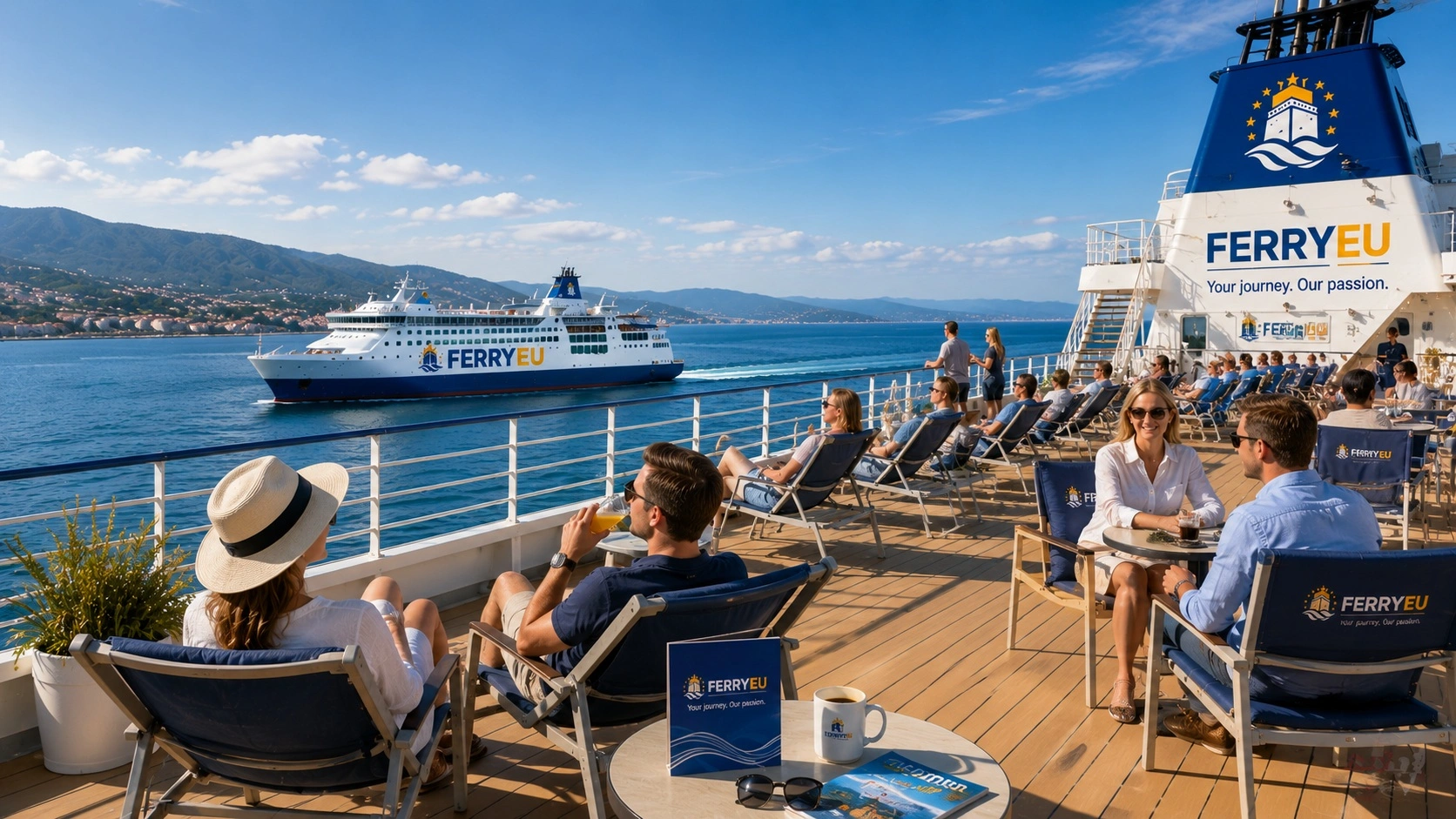 Sonnendeck auf einer Passagierfähre