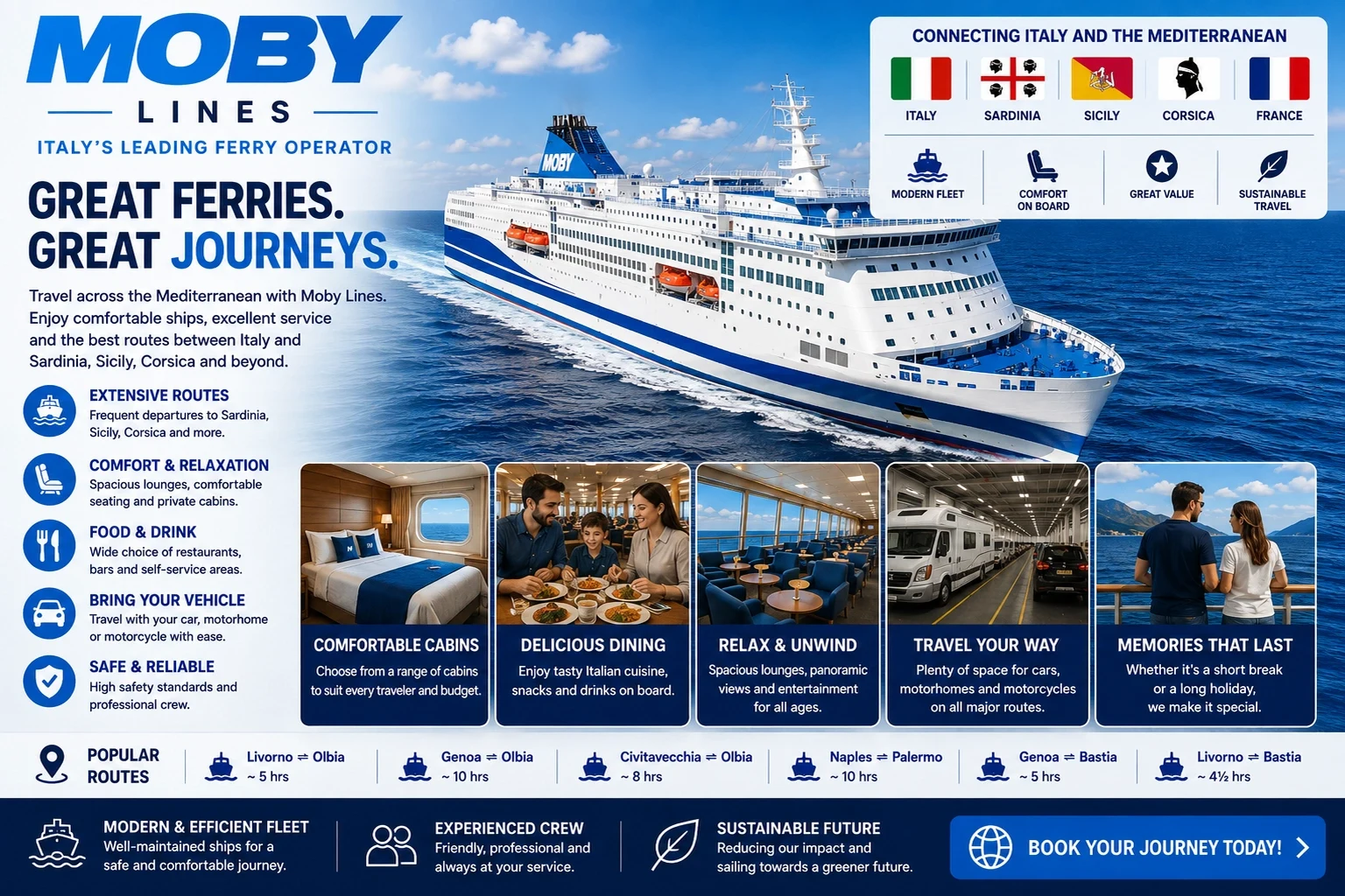 Moby Lines Passagier- und Fahrzeugfähre im Mittelmeer