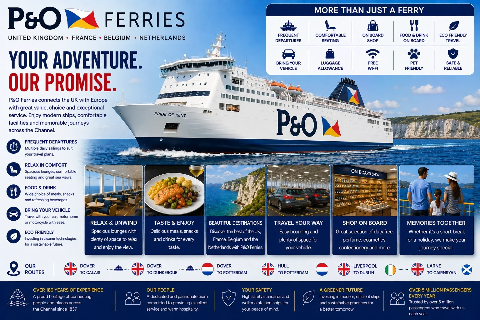 P&O Ferries Passagier- und Fahrzeugfähre auf See